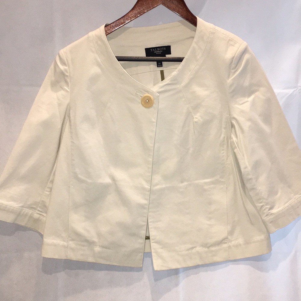 Talbots Blazer Jacket | 3/4 Sleeves | Cream | Size 12P